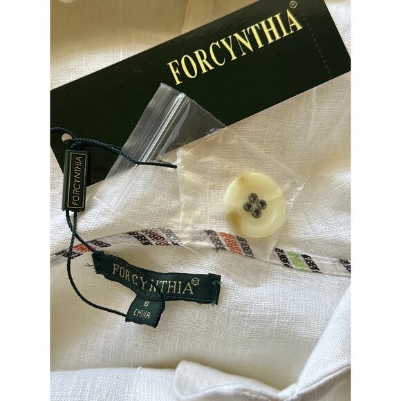 NWT For Cynthia Lagenlook Linen Hooded Shirt Jacket S Cream Luxury Minimalist - Picture 9 of 16